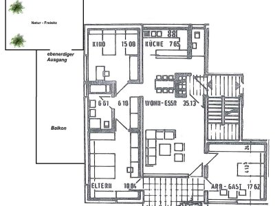 Vermietete 4 ½-Zi-ETW, Rheinblick, beliebte Lage Waldshut-Haspel, grosser Blk. + Terrasse, Grst, Fenster und innen erneuert